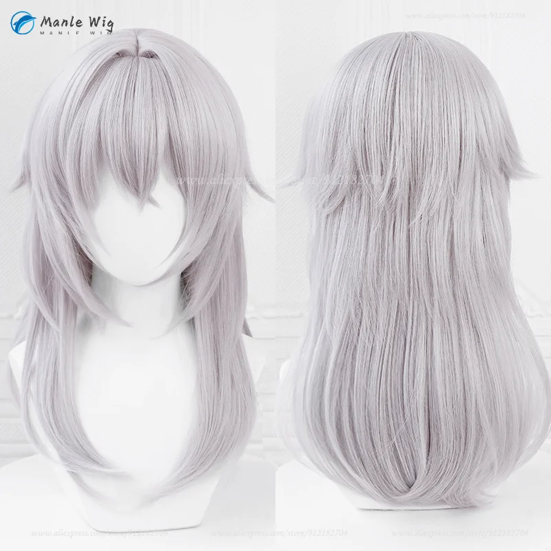 Game FF14 Themis Cosplay Wig Long Silver Gray FFXIV Themis Wigs Resistant Synthetic Hair Halloween Party Wigs + Wig Cap