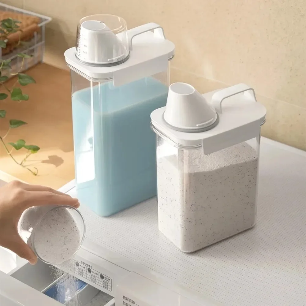 2300Ml Airtight Laundry Detergent Powder Storage Box Container with Lids Grain Storage Jar Bleach Storage Container with Labels