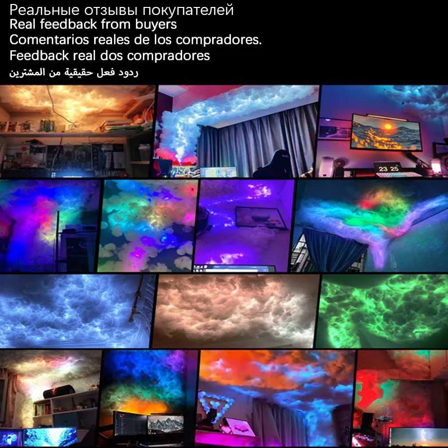 LED 3D Lightning Cloud Light Strip 9.8FT Wtyczka USB Pilot Możliwość przyciemniania Kolorowa atmosfera Dekoracja sypialni Lampka nocna