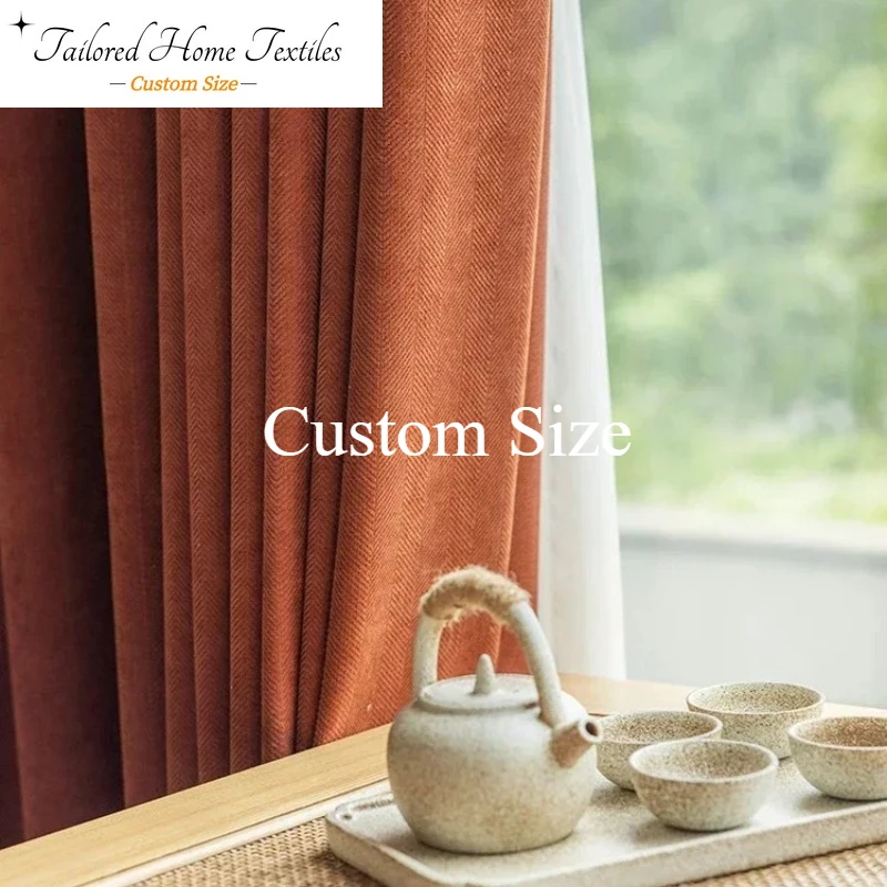 

Custom Size Fashion Luxury European Caramel Fabric Thick Wool Velvet Curtains for Living Dining Room Bedroom Window Decor