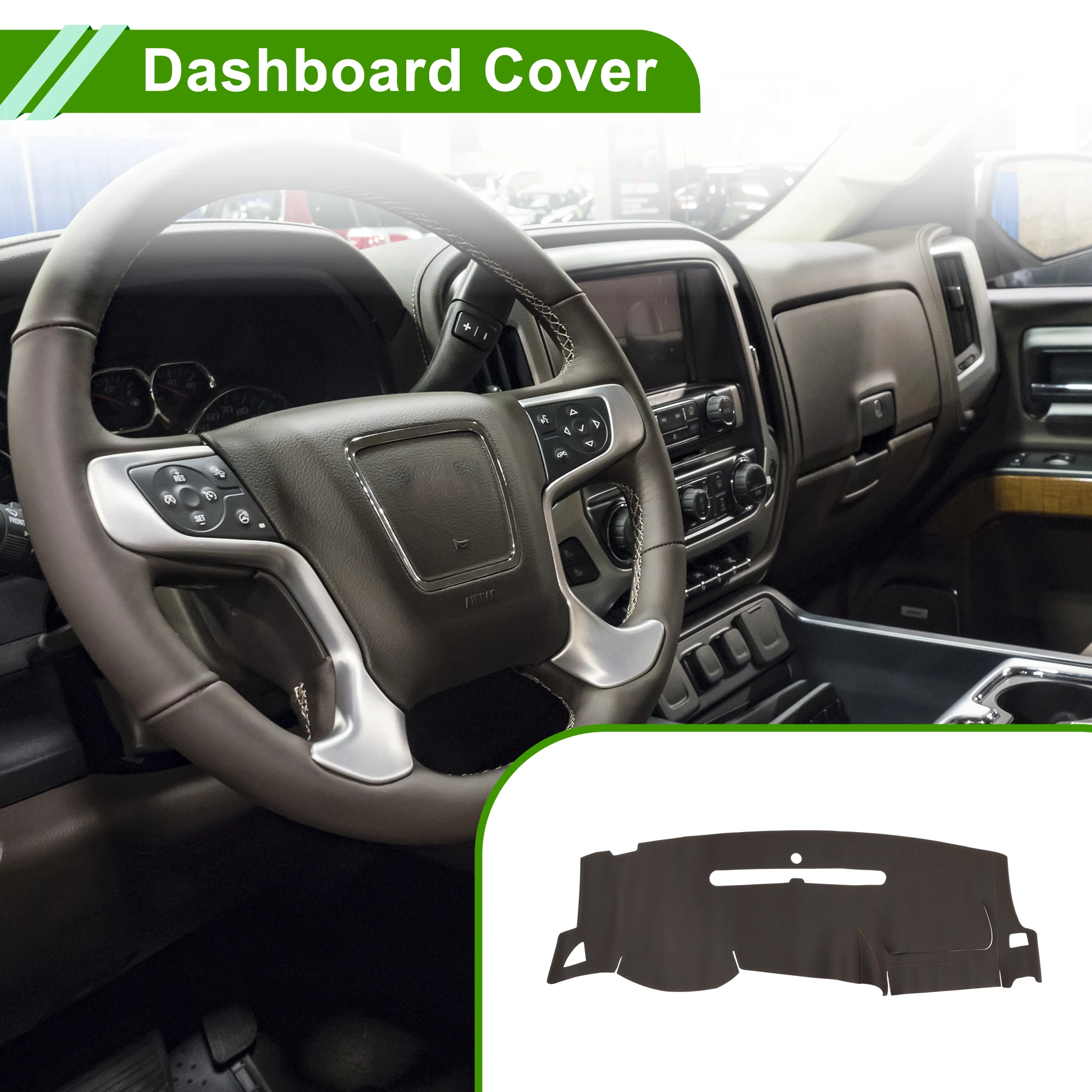 

UXCELL Dashboard Cover for GMC Sierra SL 2007-2013 without Hud Faux Leather Brown 1 Pc