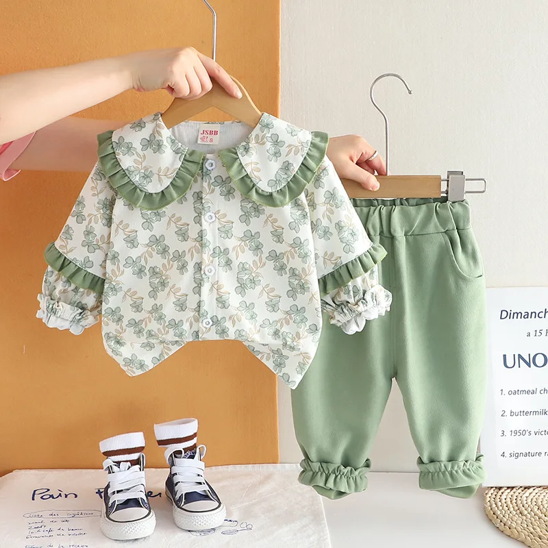 

New Spring Autumn Baby Girls Clothes Children Fashion Long Sleeved Shirt Pants 2Pcs/Sets Infant Casual Outfits Kids Tracksuits