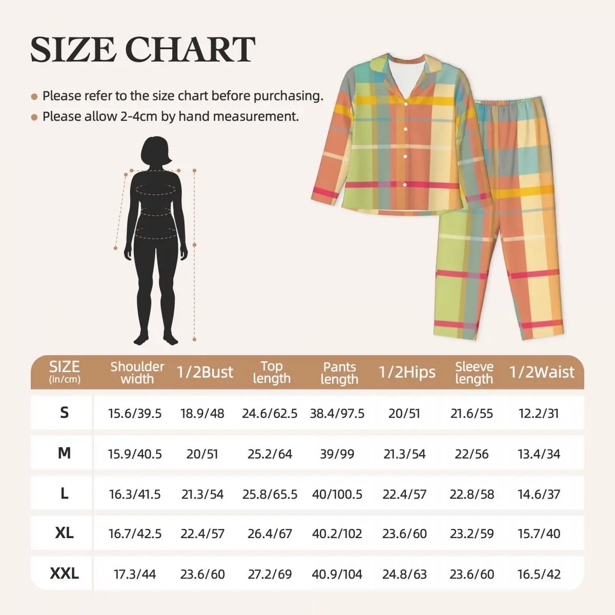 Cute Patterns Grid Geometry Women's Pajamas Set 2 Piece Set For Women Casual Long sleeve Suit