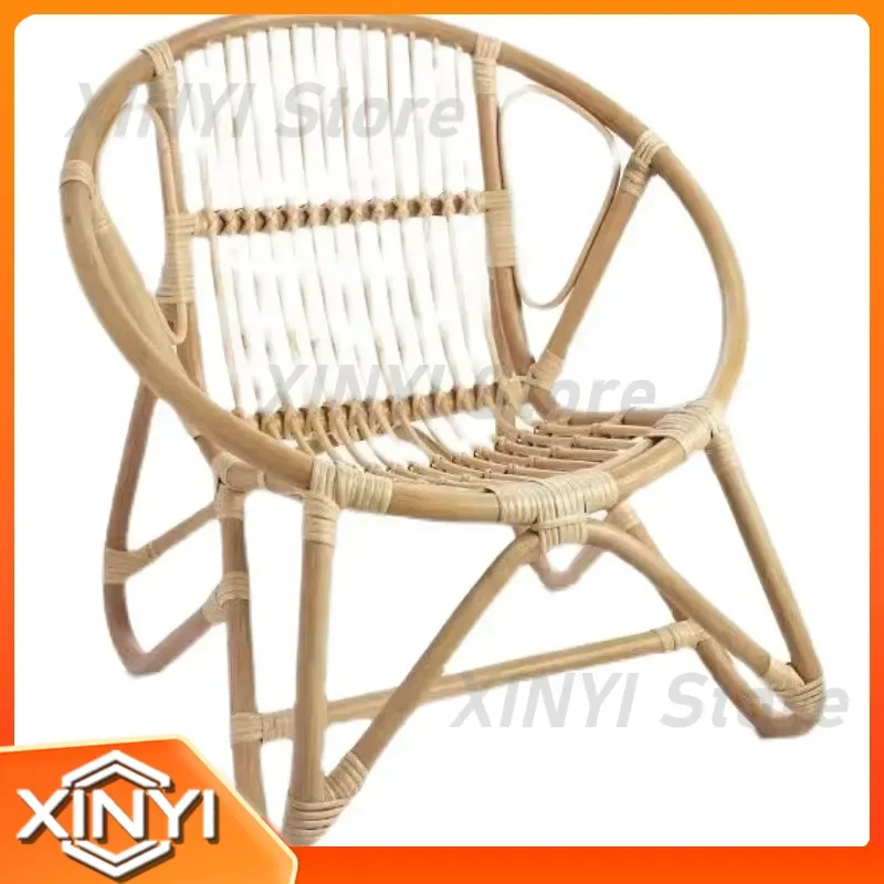 Rattan Leisure Balcony Chair for Children's Room Decoration Baby Small Stool with Backrest for Indoor Outdoor Use Home