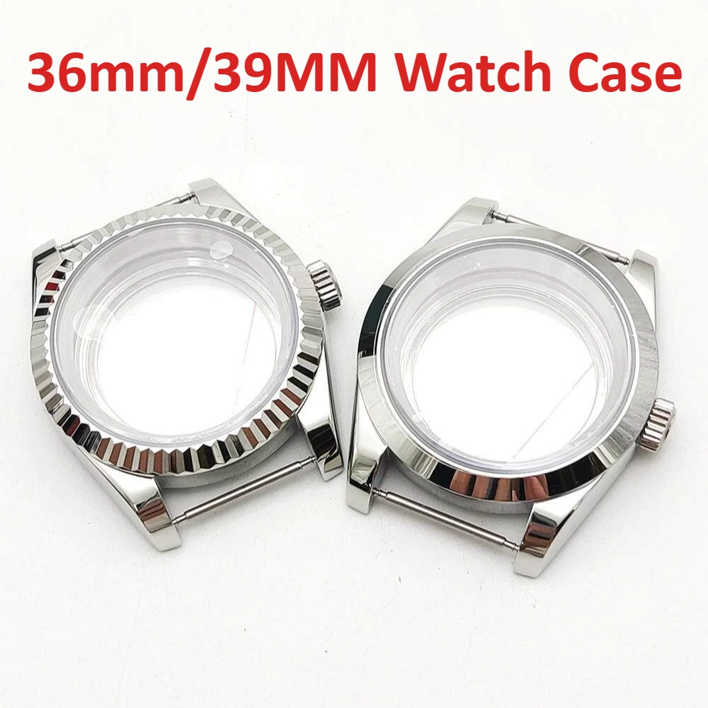 36mm/39MM Watch Case Stainless Steel Sapphire Crystal for NH35/NH36 Case Replacement Parts Tooth Ring Cases