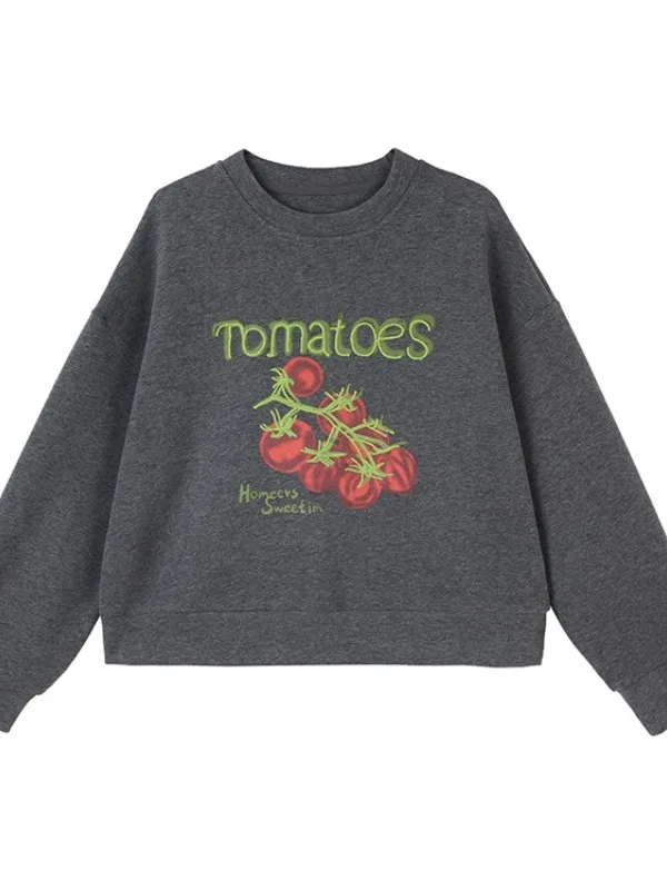 Faionable solto sle ato carta impressão moletom anti-envelhecimento design outono inverno coleção versão coreana final da linha