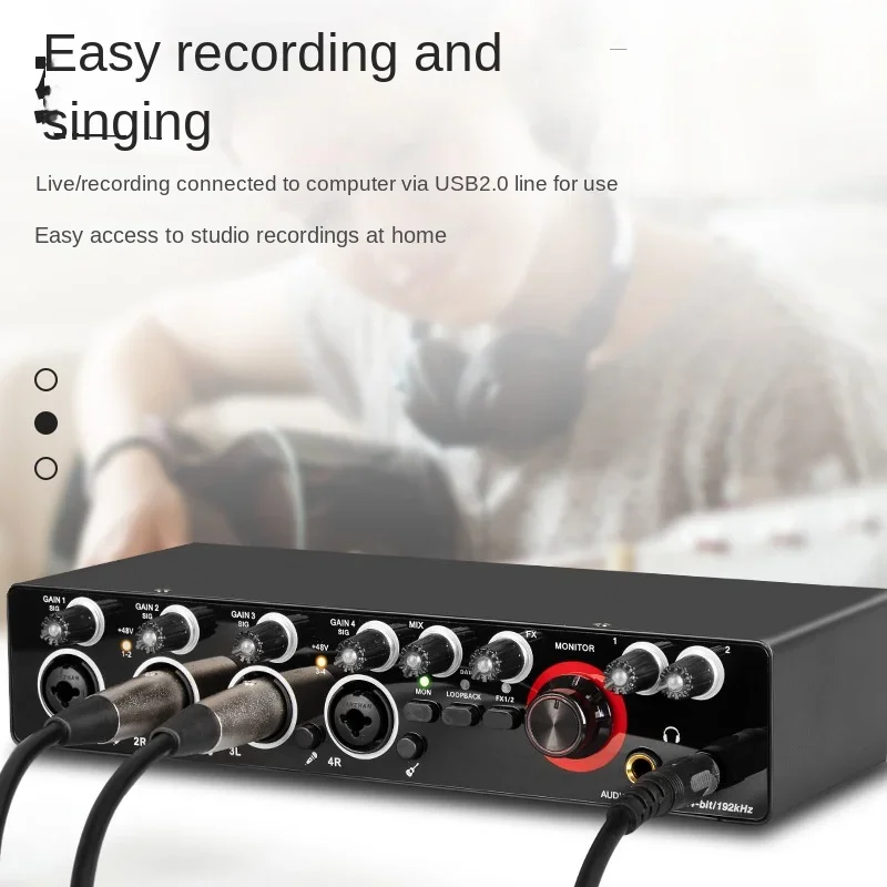 2026 New Cross-Border Professional 4-Way Sound Card External Small Mobile Phone Live Recording Karaoke 48v Audio Sound Cards Mix