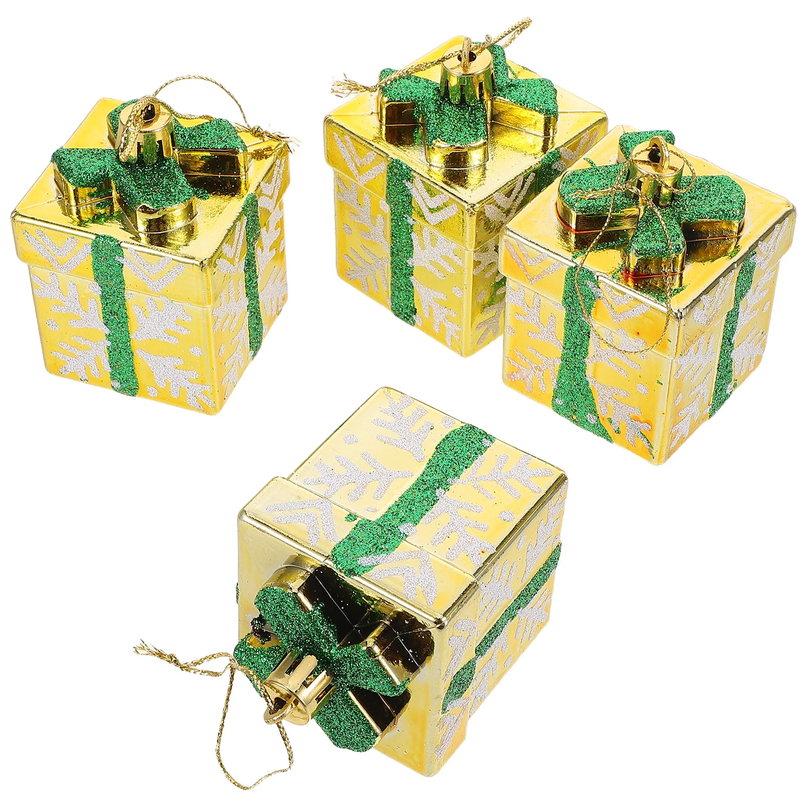 

4Pcs Hand Painted Christmas Gift Box Ornaments Mini Hanging Decorative Boxes Xmas Tree Holiday Party Decorations