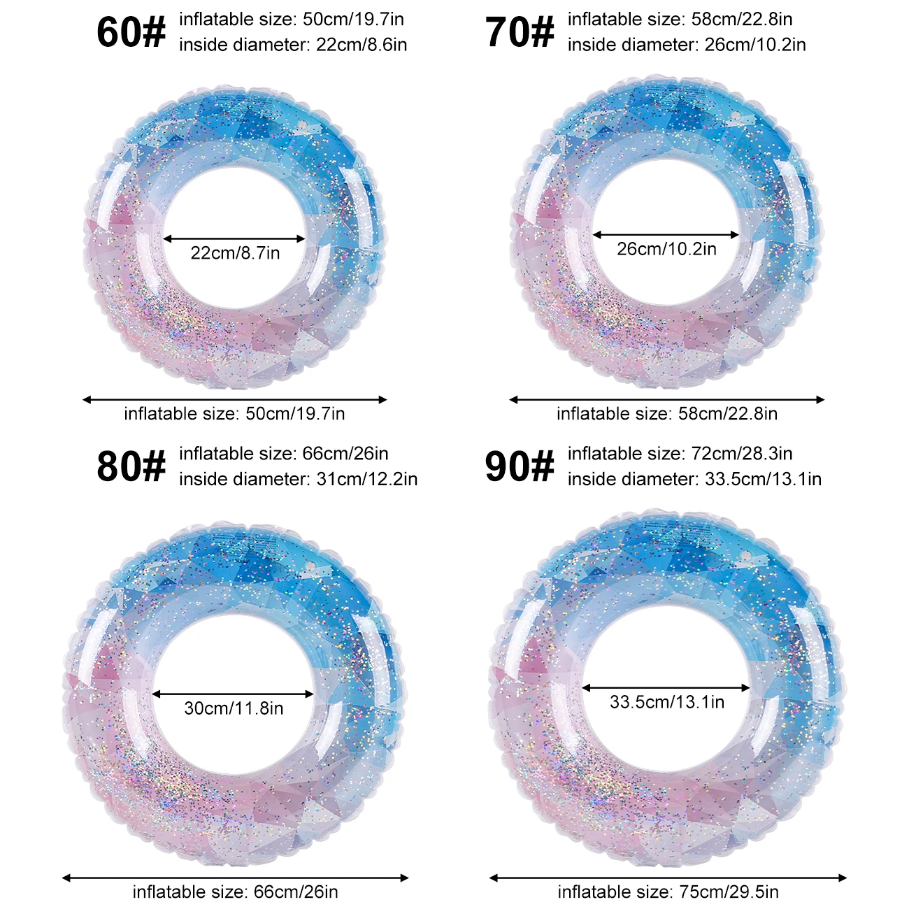 1 Stück Glitzer-Schwimmring, Aufblasbarer Schwimmreifen für Alle Altersgruppen, Pailletten-Poolring, Sommer-Strand-Outdoor-Wasseraktivitäten-Zubehör