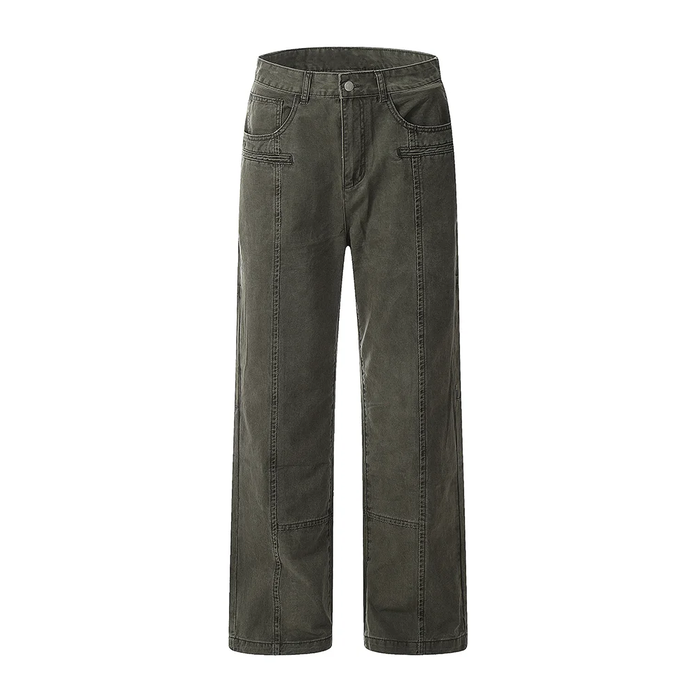 

Vintage Streetwear Cleanfit Baggy Cargos for Men and Women Straight Casual Loose Denim Trousers Oversized Pockets Overalls