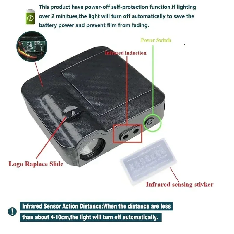 

2Pcs HD Lamp Car Door Welcome Lights Laser Projector Logo Wireless for TRD Toyota Yaris Aygo Prius Camry GR 4Runner Decor TRD