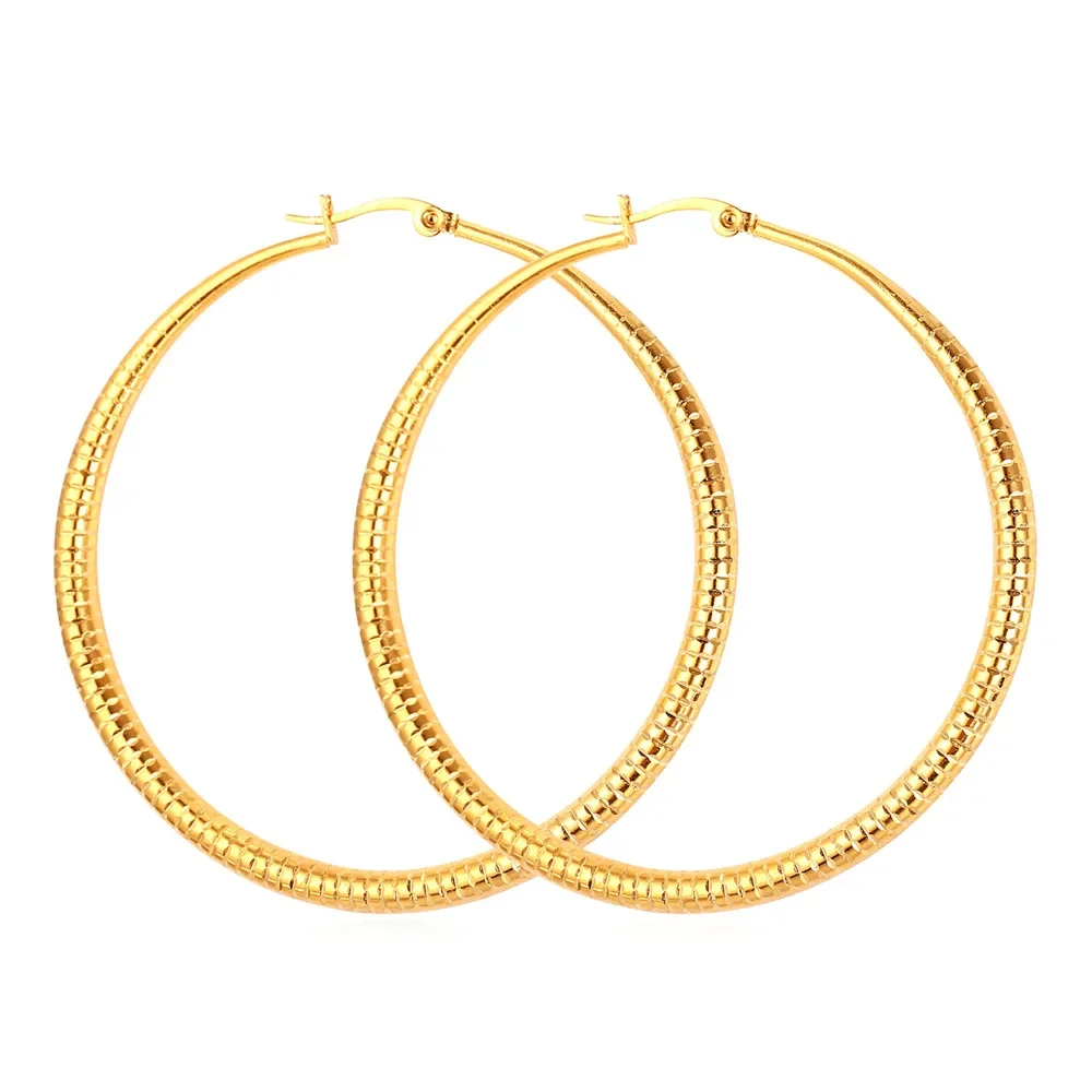 ChainsPro Big Hoop Earrings for Women Malleolar Stria Hammer Pattern Hyperbole Jewelry E147 QC24