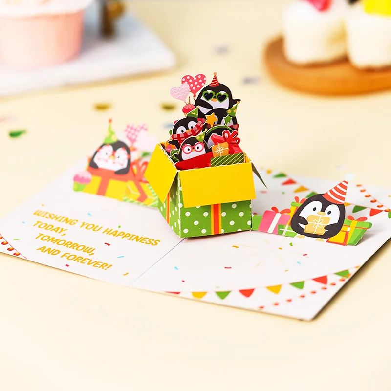 Geburtstag Pop-up-Karte Pinguin Feier Geburtstag Gruß karte kreative Geschenk Geburtstags geschenk für Paar Eltern Kinder Freund