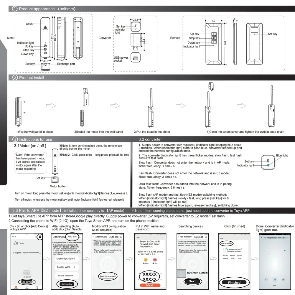 WIFI Smart Electric Curtain Motor Chain Roller APP Control Quiet Blind Pull Bead Curtain Motor System For Alexa Google Home