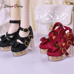 Bjd Dolls Shoes 1/4 Minifee Bariy Ice Love Lolita Satin Round Toe MaryJane Clear Chunky Heels Shoe BJD Accessories Shugafairy