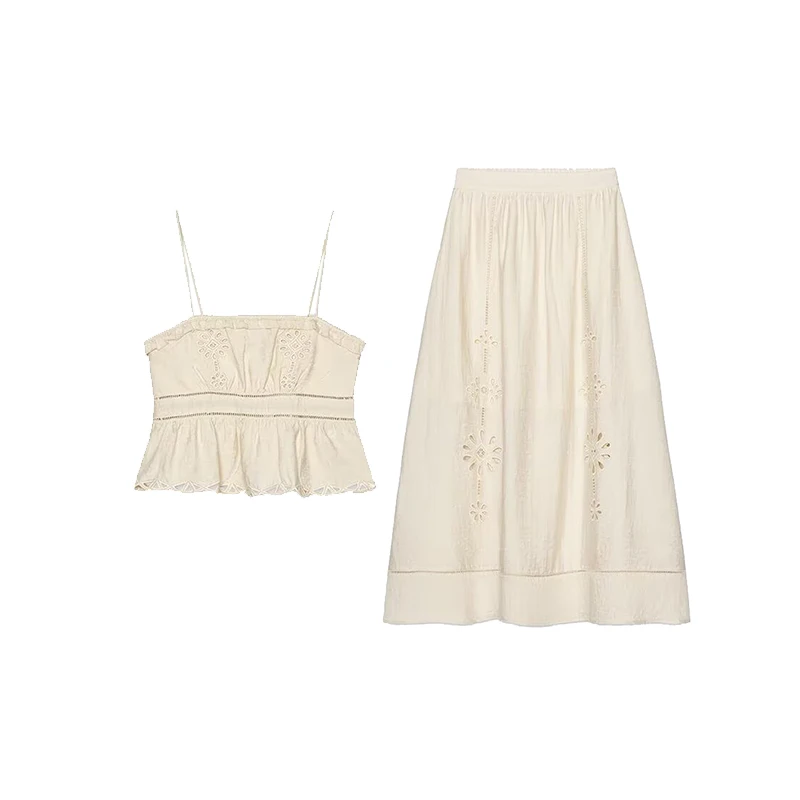 

Женский ажурный топ, юбка-миди, комплект Faion, лето 2025, Новое поступление, полиэфирное волокно, бренд Z