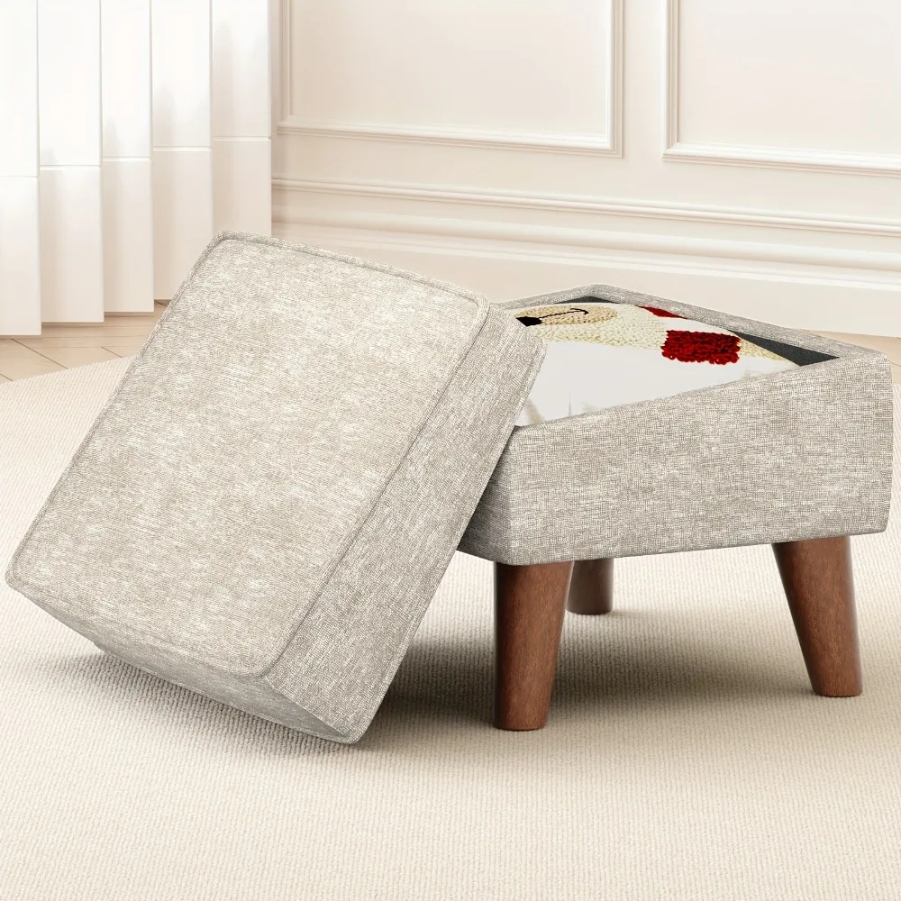 

Modern Ottoman Foot Rest with Storage & Adjustable Cover-Rectangular Footstool Stool, Compact Furniture Suitable for Living Room