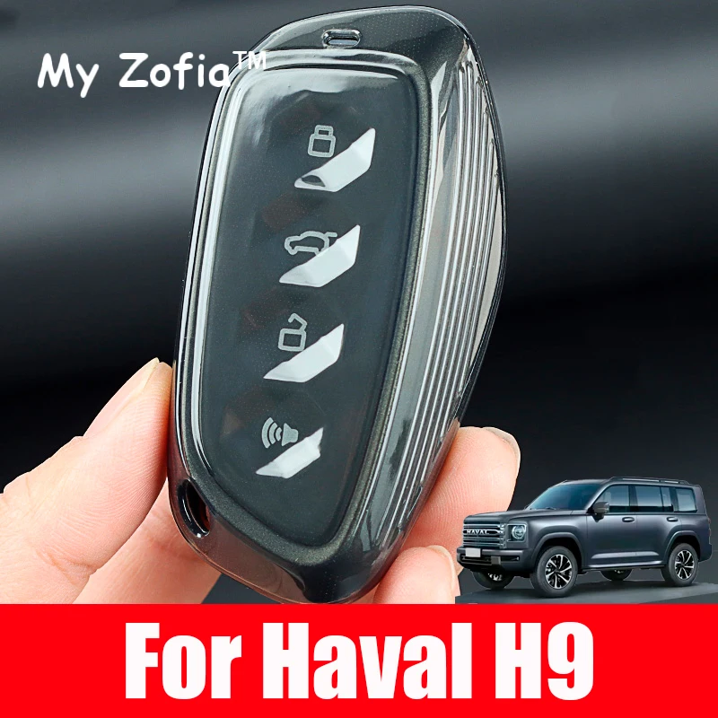 For Haval H9 2024 2025 New H9 Car Remote Key Case Keychain transparent translucency Cover Shell Protect Key Holder Accessories