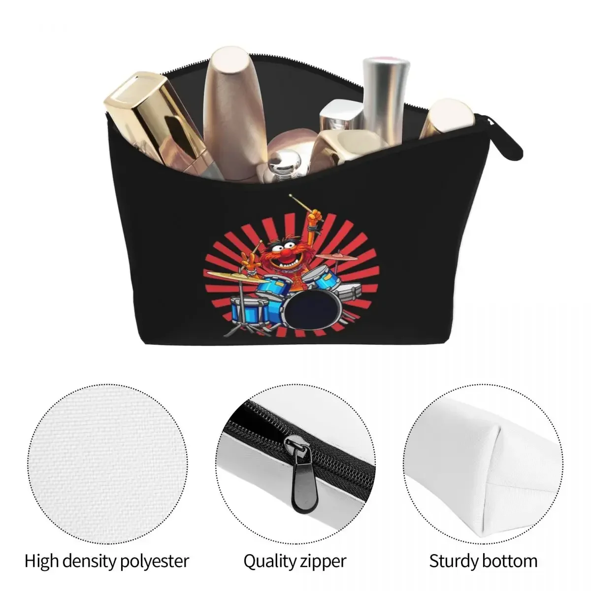 Animal Drummer Women Cosmetic Bag Travel Makeup Organizer Pouch Toiletry Storage Dopp Kit Case