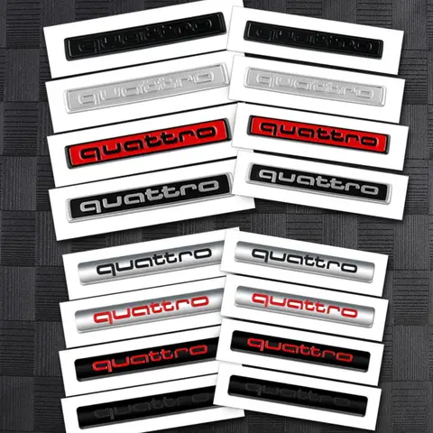 3D ABS Car QUATTRO Emblem Body Trunk Stickers Decor Accessories For Audi A4 B8 B6 B9 B7 A3 8P 8V 8L A6 A1 Q3 A7 Sline RS Quattro