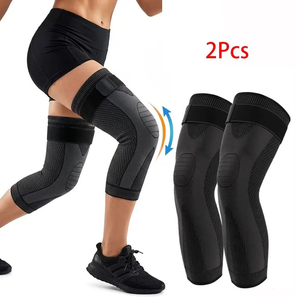 Verstellbare Anti-Rutsch-Kompressions-Kniebandage - Unisex, langer Stil, 3D-Rundstrick-Technologie mit progressiver Kompression