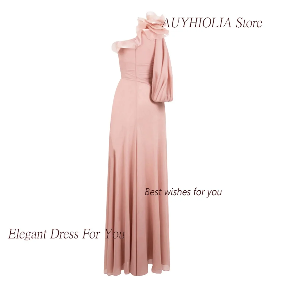 Chiffon Evening Dress For Sexy Women 정장원피스 Vestidos de festa Elegant Ruched One-Shoulder A-Line Floor-Length Cocktail Prom Gown