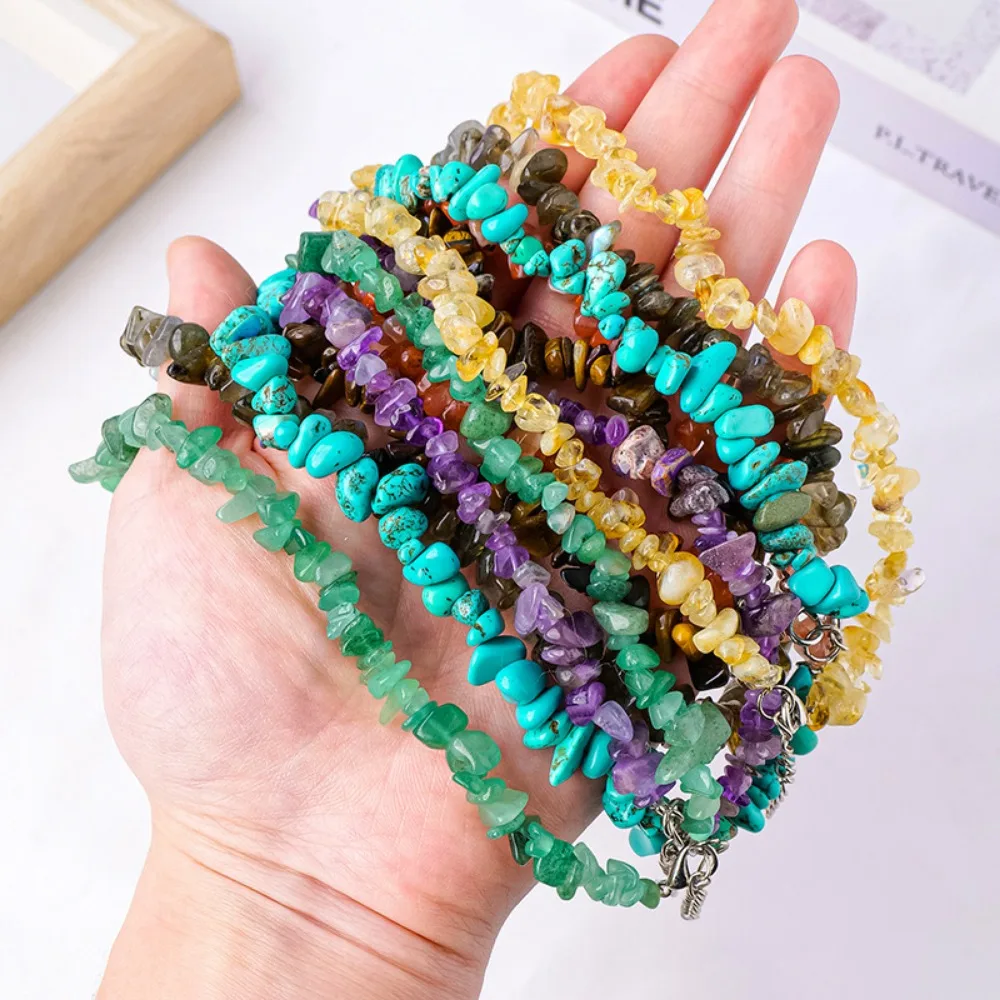 Natural Stone Irregular Agate Amethyst Turquoise Jade Beads Necklace Women in Choker Necklaces Energy 5-8mm Optional Length