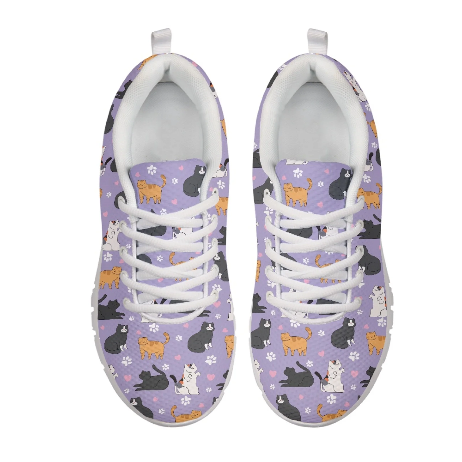 Coloranimal Cat Purple Mesh & EVA Sole Women Running Walking Shoes Lace Up Sports Trainers for Ladies 2026 New