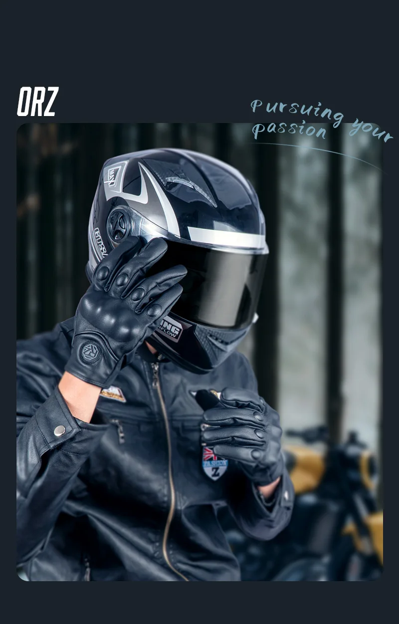 ORZ Motorrad-Reithandschuhe, Ziegenleder, Vollfinger-Handschuhe, Handschuhe für Motorräder, Handschuhe – Detail 10