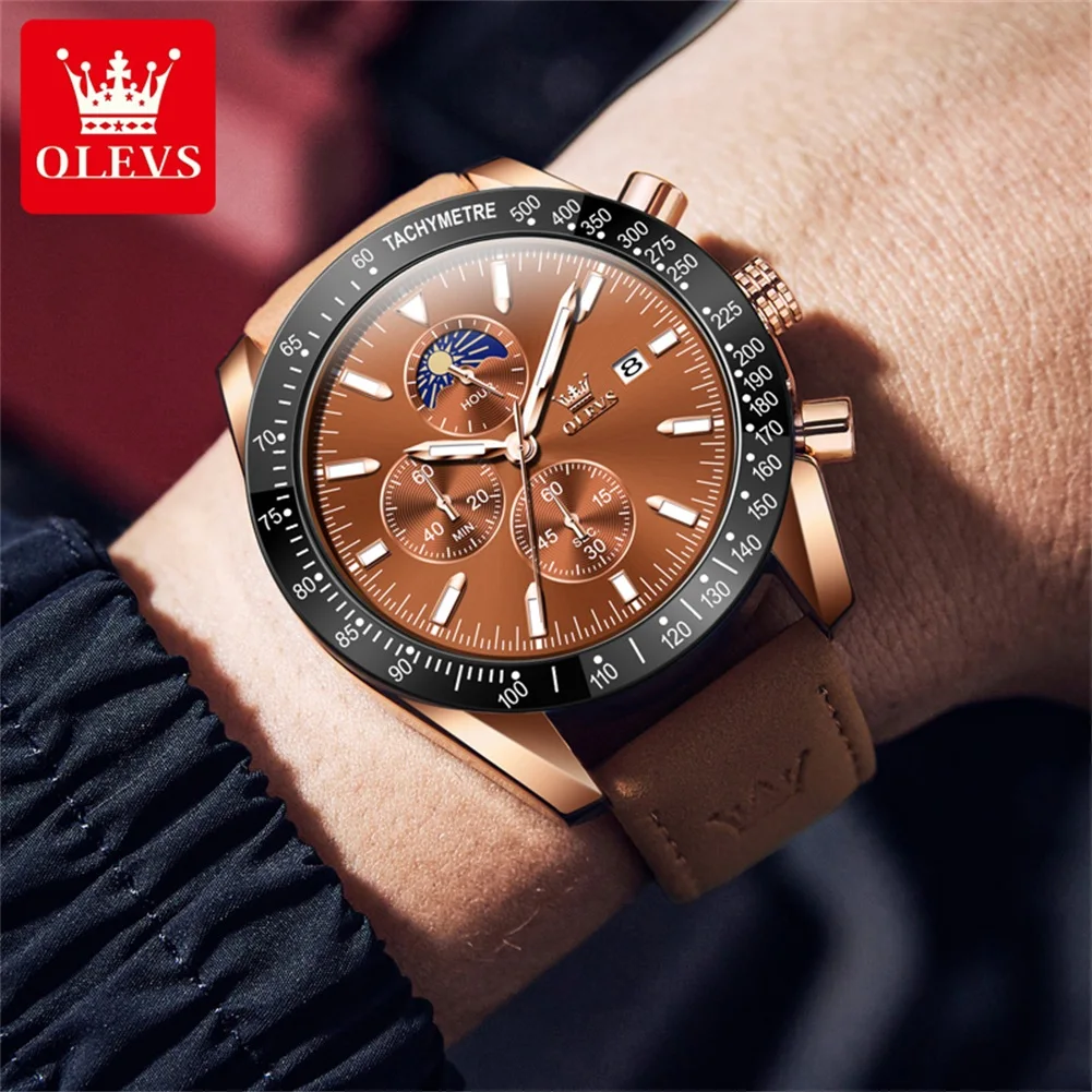 OLEVS Waterproof Steel Strip Watch, Relógio de Marca Masculina, Calendário Único, 9949