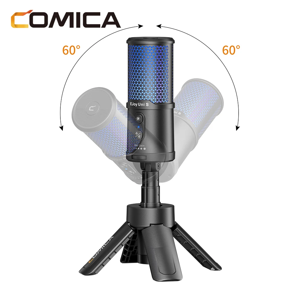 ميكروفون ألعاب COMICA Ejoy UNI S RGB مع حامل ثلاثي القوائم، وإلغاء الضوضاء للبث والتسجيل #3
