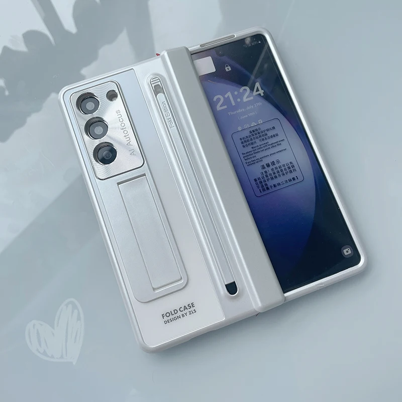 Full Protection Hinge Z Fold 7 Case For Samsung Galaxy Z Fold 7 6 5 4 5g Glass Film Stylus Folding Stand Cover For ZFold4 FOLD5