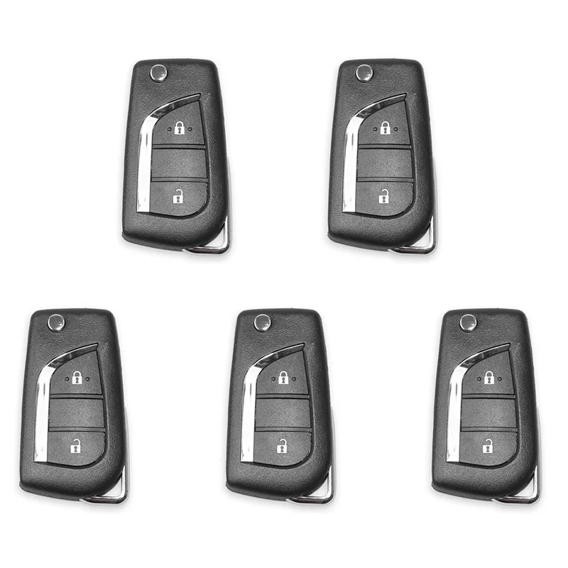 

5X For Xhorse XKTO01EN Universal Wire Remote Key Fob 2 Buttons For Toyota Type For VVDI Key Tool