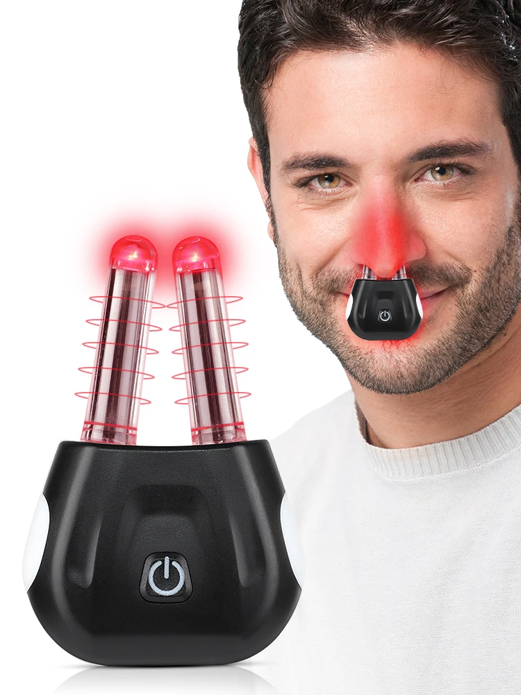 Dispositif de photothérapie nasale intelligent, double Base d'assainissement UV, thérapie infrarouge à lumière rouge pour la rhinite chronique/démangeaisons/soin du nez corné