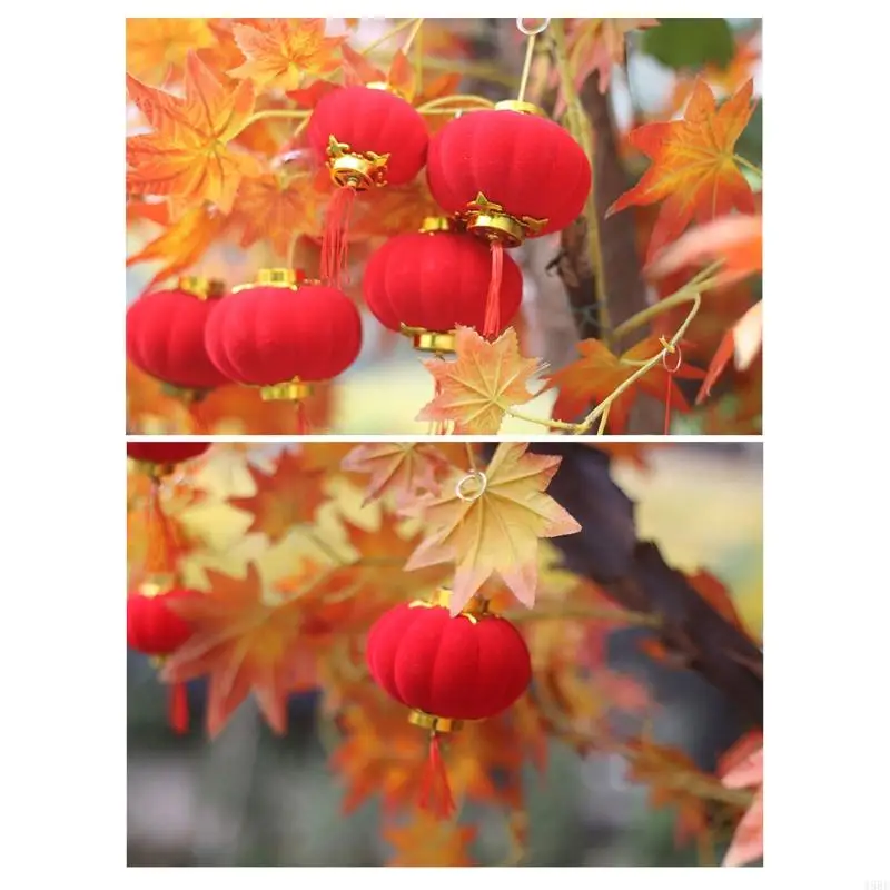45be 30pcs 3/4 см. Маленькие флокирующие красные фонаря DIY Mini Lucky Hanging Fendtern Dece Dec