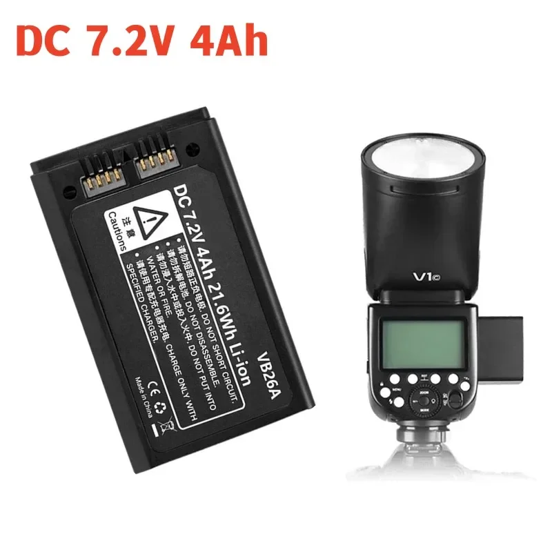 VB26A VB26 Li-Ion Battery 4000mAh Replacement Battery for Godox V1S V1C V1N V1F V1O V1P Round Head Flash