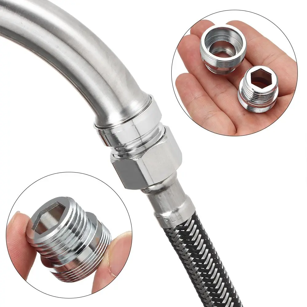Tap Aerator Connector Metal Outside Inside Thread Water Saving Adaptor for Kitchen Faucet 16/18/20/22/24/26/28/32 to G1 2