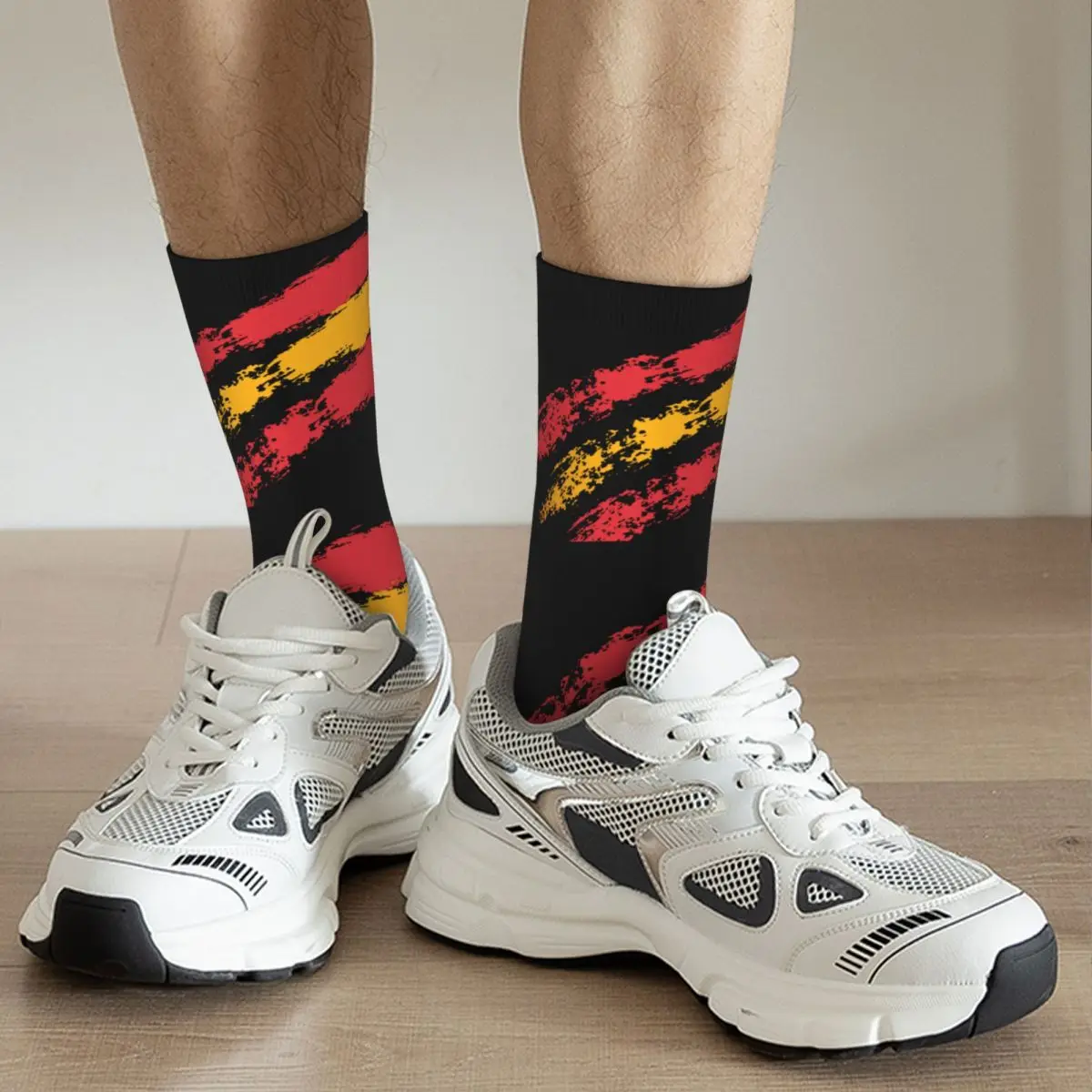 Fashion Spanish Flag Basketball Socks Spain Espana Polyester Crew Socks for Unisex Non-slip