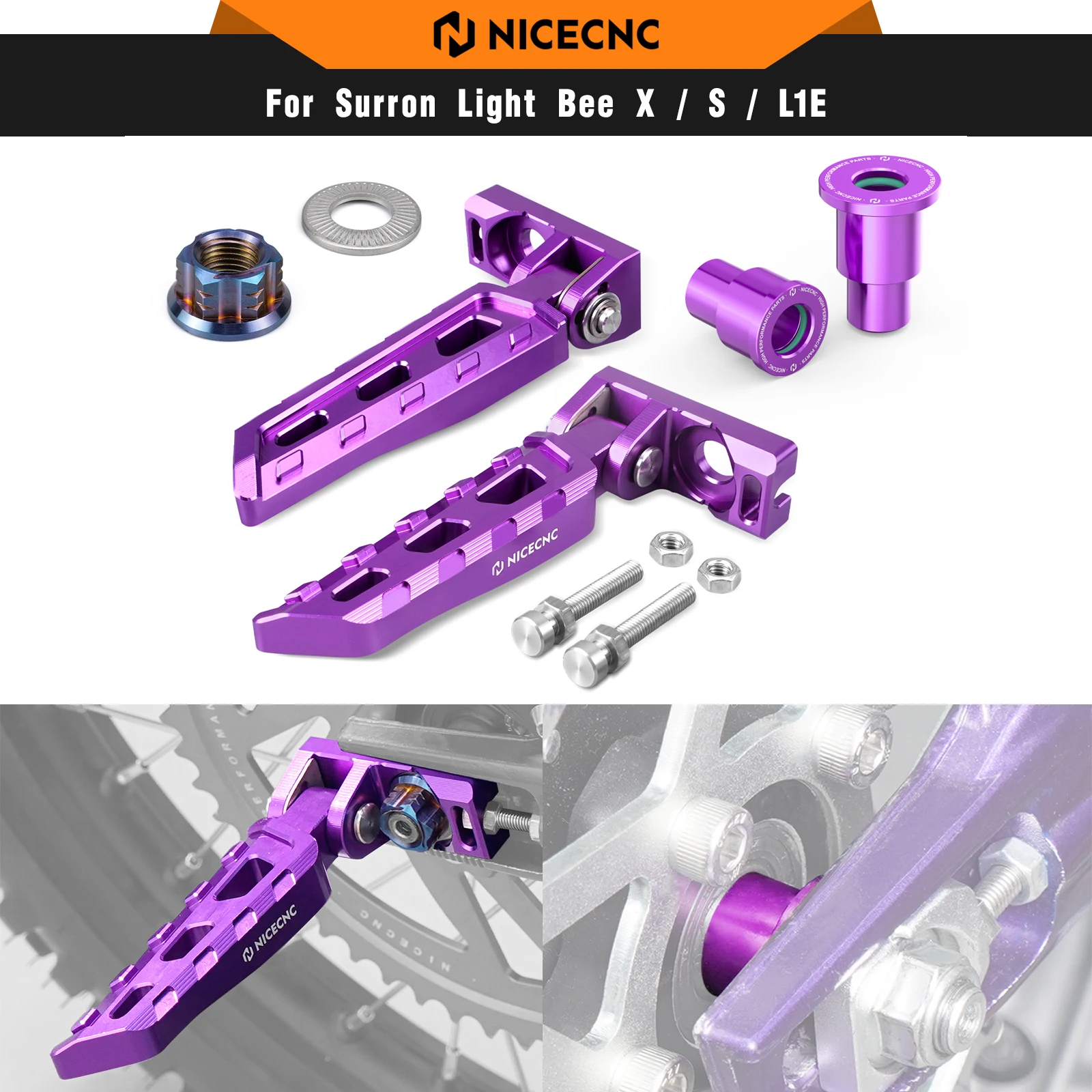 

For Surron light bee X S L1E Segway X160 X260 Chain Tensioner Adjuster Blocks & Rear Axle Nut & Rear Wheel Spacers Hub Collars
