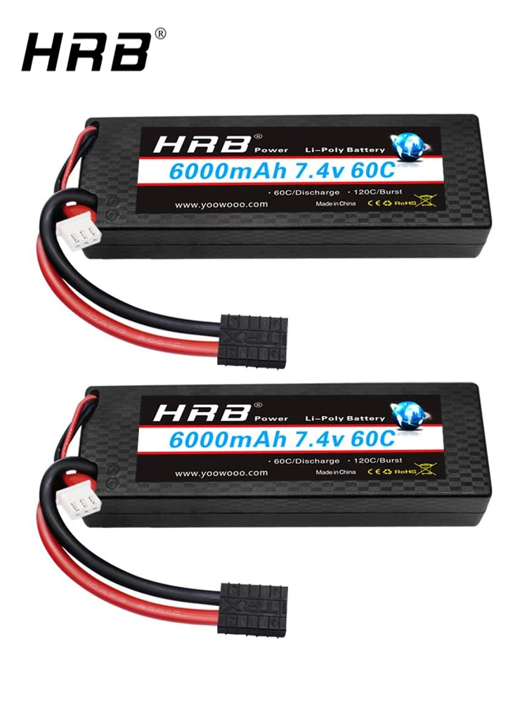 HRB 2S 6000mah Lipo Batterij 7.4V XT60 60C Hard Case Voor RC FPV Vliegtuigen Drone Racing boot Auto Onderdelen - afbeelding 2