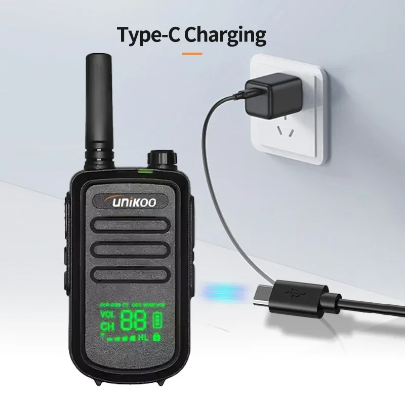Unikoo UK253 Mini Walkie Talkie Screen Display Type-C Charging 16 Channels Licence-free Portable Two Way Radio for Hunting