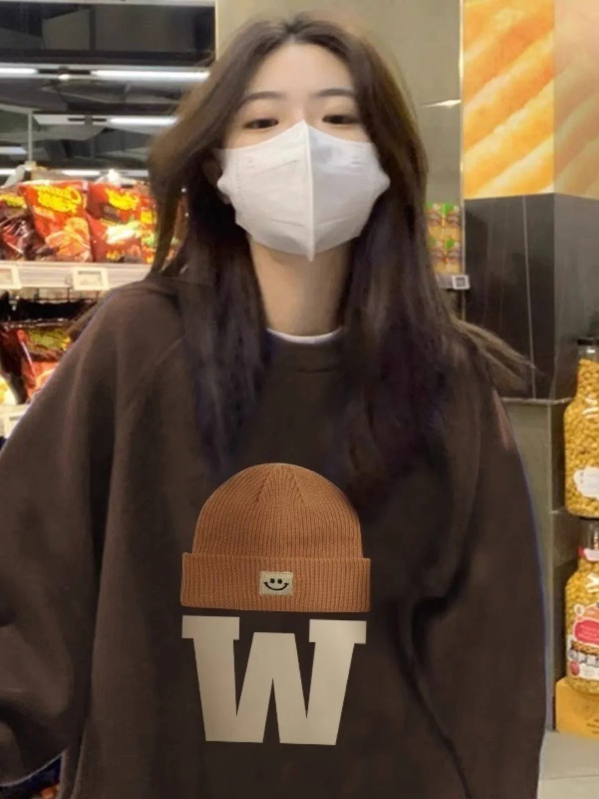 

Круглый свитшот Ne в американском стиле ретро, женский весенне-осенний свободный свитер Thiened Fce Lazy, модный брендовый топ Hatl