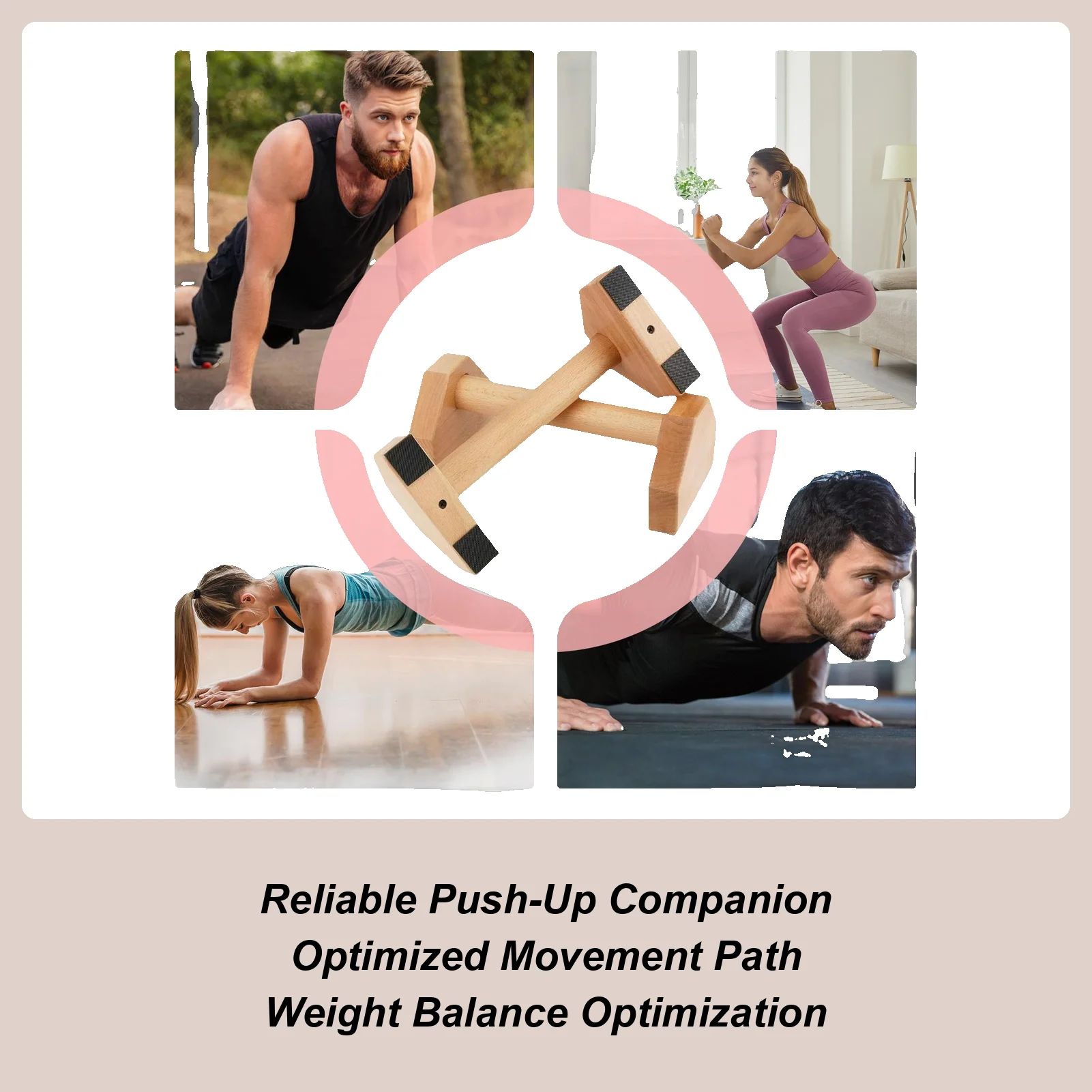 

Pull Up Stand Handles Wooden Push Up Bar Beech Wood Calisthenics Exercise Equipment for Home Wood Parallettes Bar for Floor Use