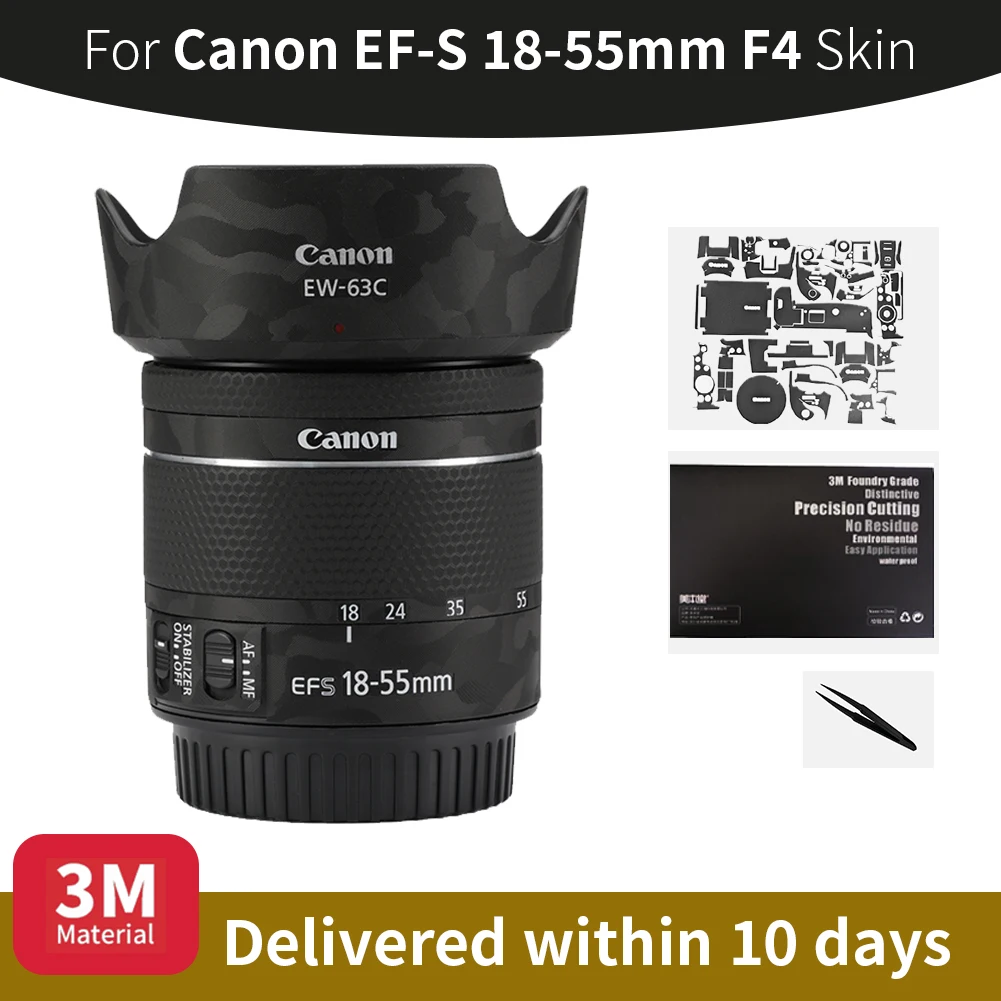 Para Canon ef 18-55mm piel Canon EF-S 18-55mm F4 lente de cámara piel antiarañazos lente de cámara pegatina película protectora