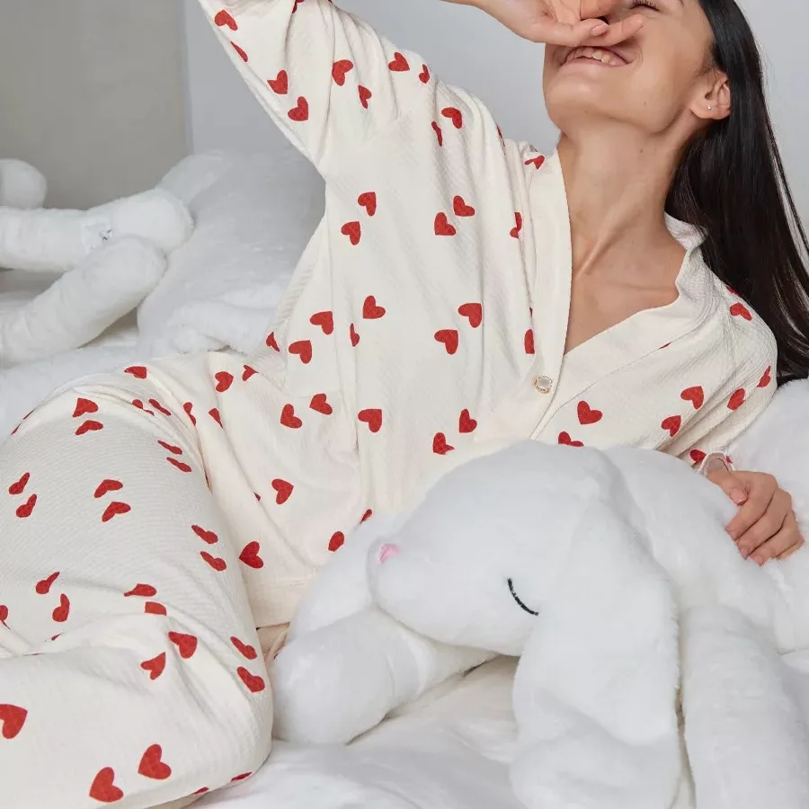 

Long Sleeve Pajamas Set Woman Pyjamas Sleeping Pajamas Winter Home Suit for Women Women's Pajama Set Sleepwear Pants Ladies