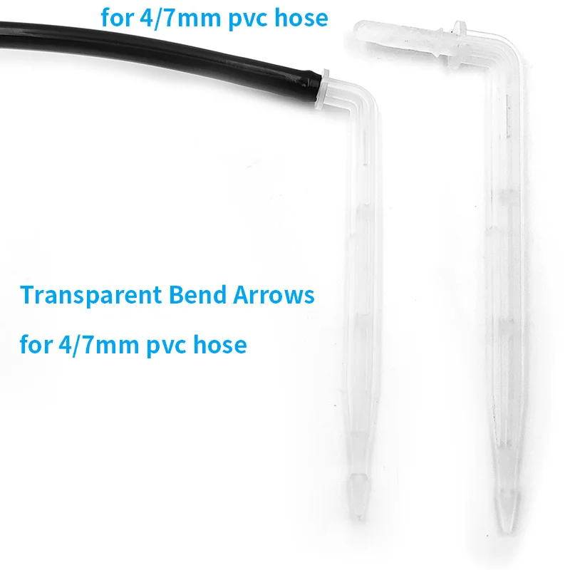 WUJIE 50x Garden 4/7mm Hose Transparent Bend Arrow Dripper 1/4\'\' Drip Emitter Water Saving Sprinkler Micro Irrigation Greenhouse