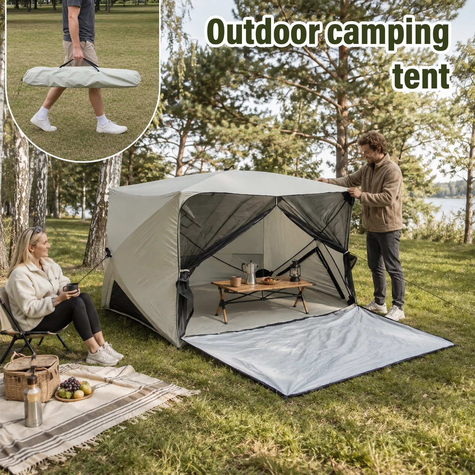 Portable Pop Up Camping Tent, Quick Setup Mesh Screen Tent for Backyard Garden Beach