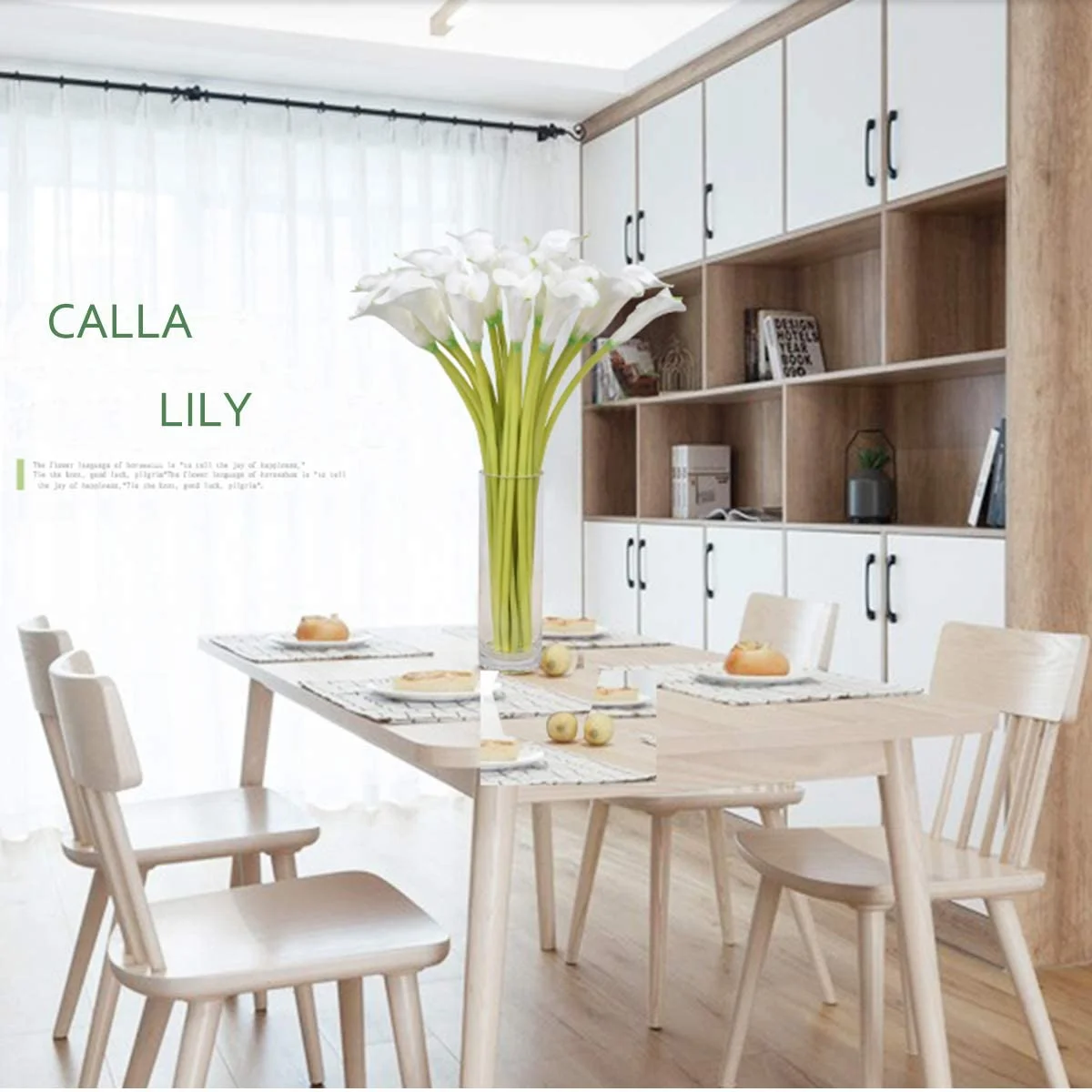 25'' große weiße künstliche Calla-Lilienblumen, 6 Stück, natürliches Aussehen mit langem Stiel für Hochzeitsfeiern, Tischdekoration – Detail 5