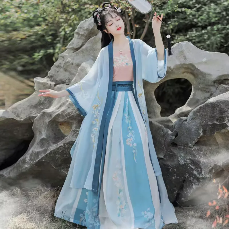 

Chinese Traditional Costumes Halloween Fairy Tale Princess Cosplay Hanfu Set Women Song Dynasty Embroidered Elegant Skirt Suits