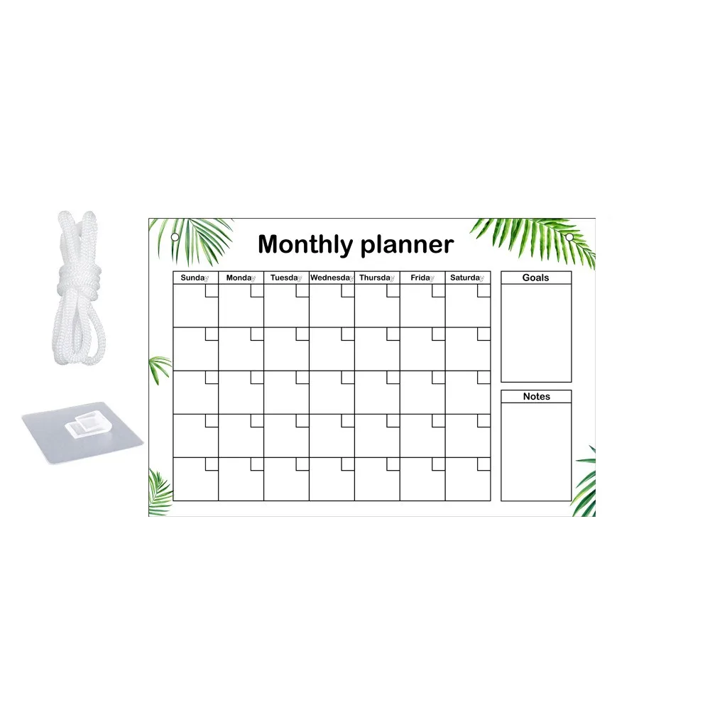 Creative Transparent Message Board Acrylic Wall Hanging Note Board Handwritting Green Leaves Pattern Display Board Tool